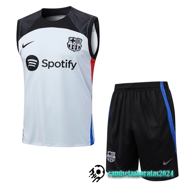 Replicas Entrenamiento Sin Mangas Conjunto Completo Barcelona 2023 2024 Gris Claro Rojo