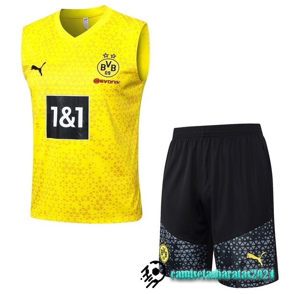 Replicas Entrenamiento Sin Mangas Conjunto Completo Borussia Dortmund 2023 2024 Amarillo Negro Gris