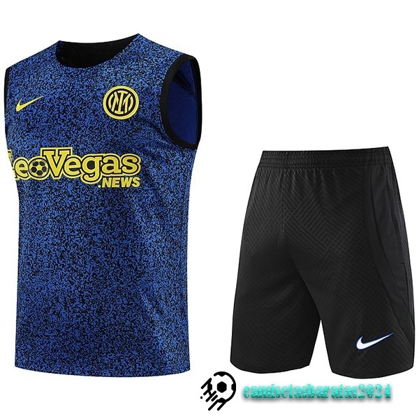 Replicas Entrenamiento Sin Mangas Conjunto Completo Inter Milán 2023 2024 Azul Amarillo Negro