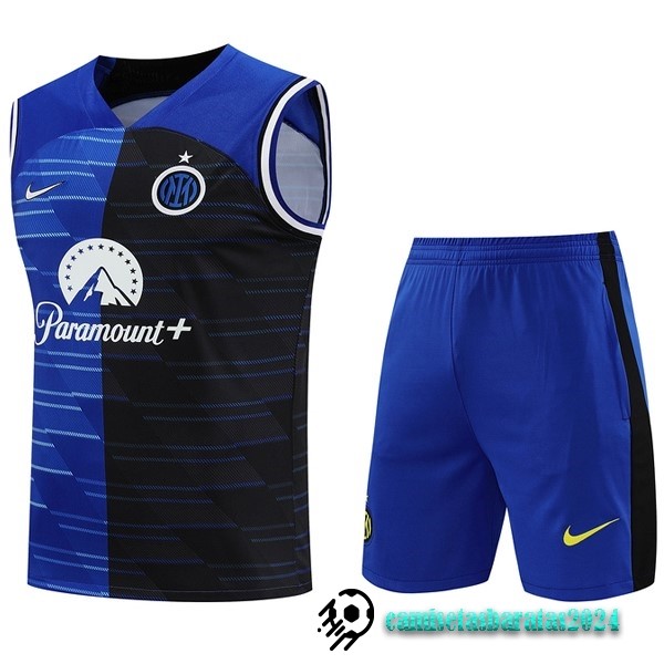 Replicas Entrenamiento Sin Mangas Conjunto Completo Inter Milán 2023 2024 Azul I Negro