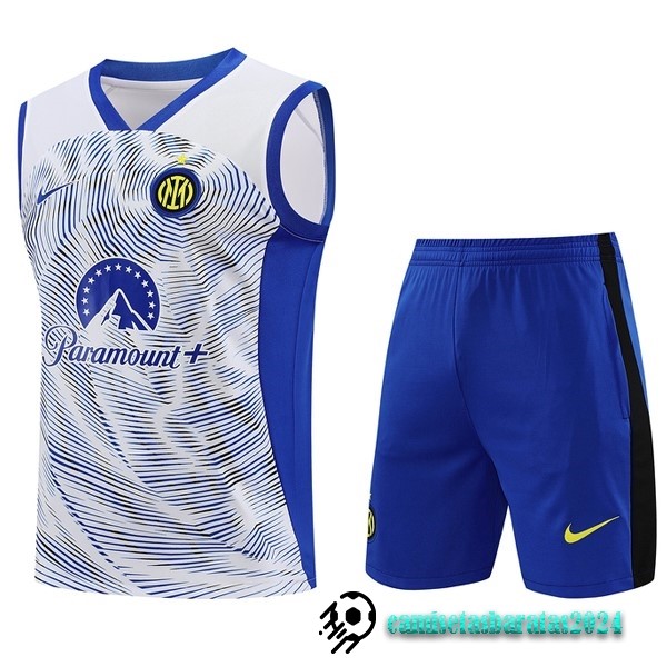 Replicas Entrenamiento Sin Mangas Conjunto Completo Inter Milán 2023 2024 Blanco Azul