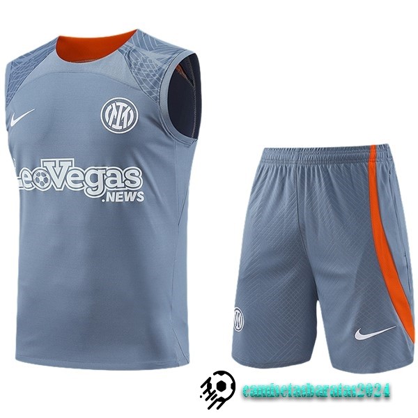 Replicas Entrenamiento Sin Mangas Conjunto Completo Inter Milán 2023 2024 Gris