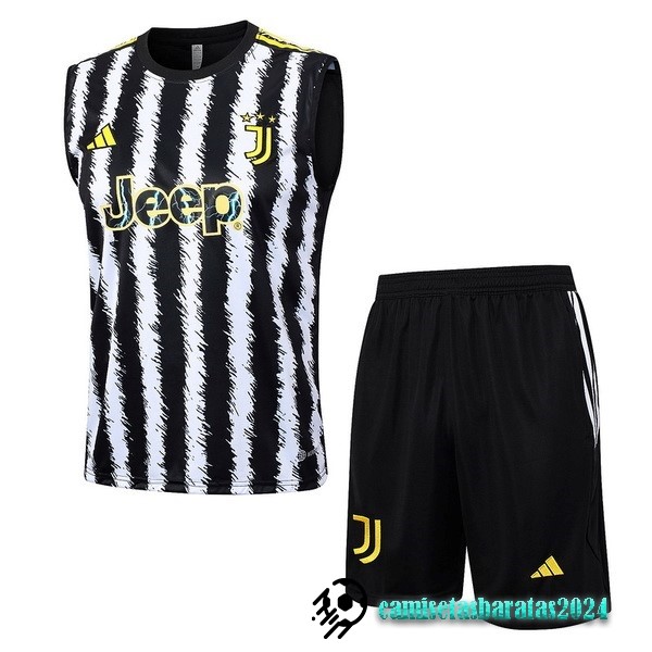 Replicas Entrenamiento Sin Mangas Conjunto Completo Juventus 2023 2024 Blanco Negro Amarillo