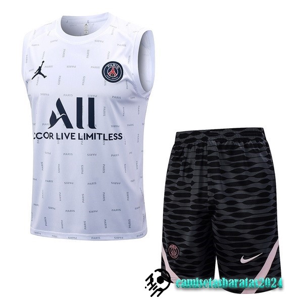 Replicas Entrenamiento Sin Mangas Conjunto Completo Paris Saint Germain 2023 2024 Blanco Negro Rosa