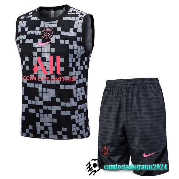 Replicas Entrenamiento Sin Mangas Conjunto Completo Paris Saint Germain 2023 2024 Gris Negro Rosa