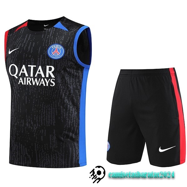 Replicas Entrenamiento Sin Mangas Conjunto Completo Paris Saint Germain 2023 2024 Gris Rojo Azul