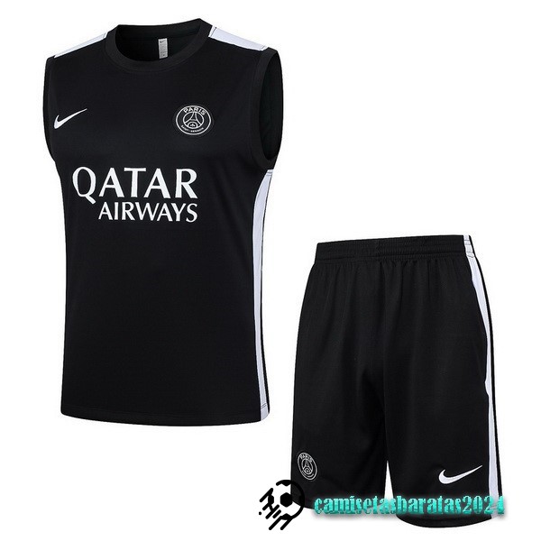 Replicas Entrenamiento Sin Mangas Conjunto Completo Paris Saint Germain 2023 2024 Negro Blanco