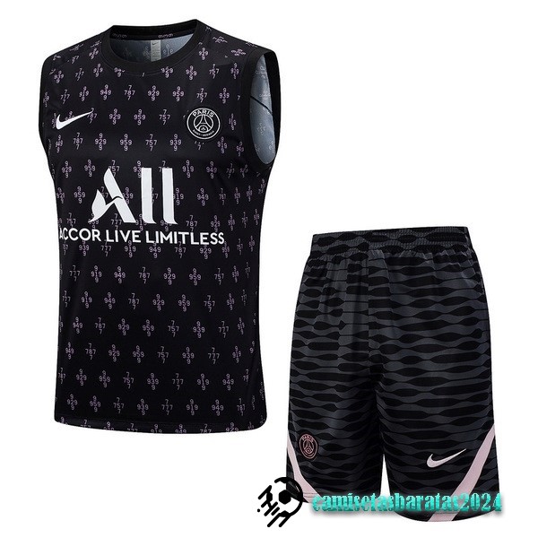 Replicas Entrenamiento Sin Mangas Conjunto Completo Paris Saint Germain 2023 2024 Negro Rosa Blanco