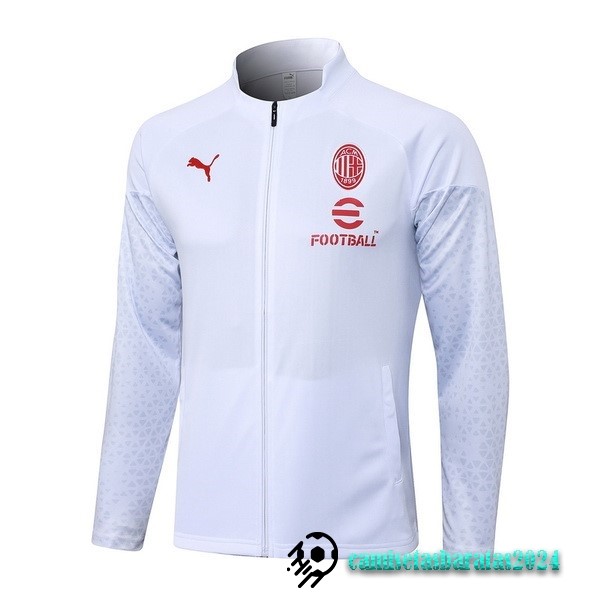 Replicas Ropa Deportiva Con Cremallera Larga AC Milan 2023 2024 Blanco