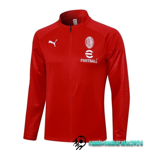 Replicas Ropa Deportiva Con Cremallera Larga AC Milan 2023 2024 Rojo