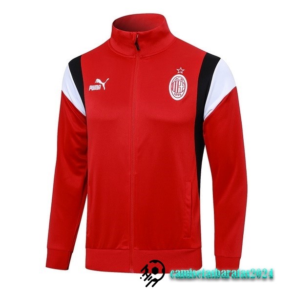 Replicas Ropa Deportiva Con Cremallera Larga AC Milan 2023 2024 Rojo Blanco Negro