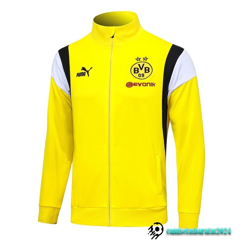 Replicas Ropa Deportiva Con Cremallera Larga Borussia Dortmund 2023 2024 Amarillo Blanco