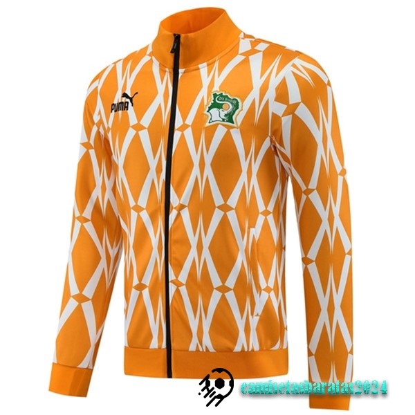 Replicas Ropa Deportiva Con Cremallera Larga Costa De Marfil 2023 Naranja