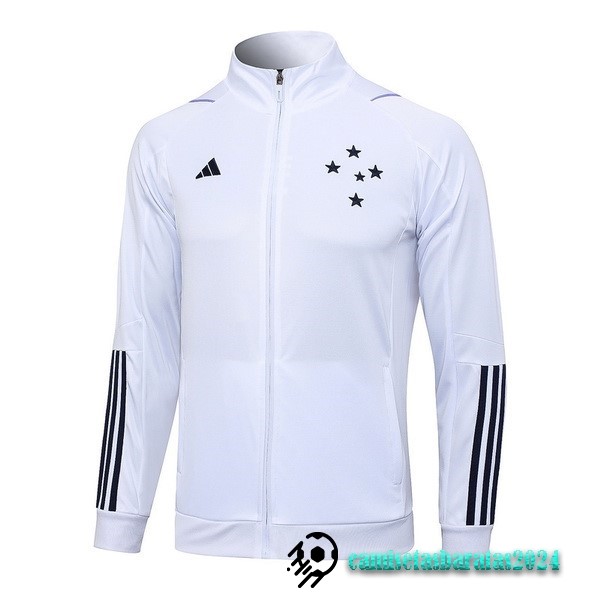 Replicas Ropa Deportiva Con Cremallera Larga Cruzeiro 2023 2024 Blanco