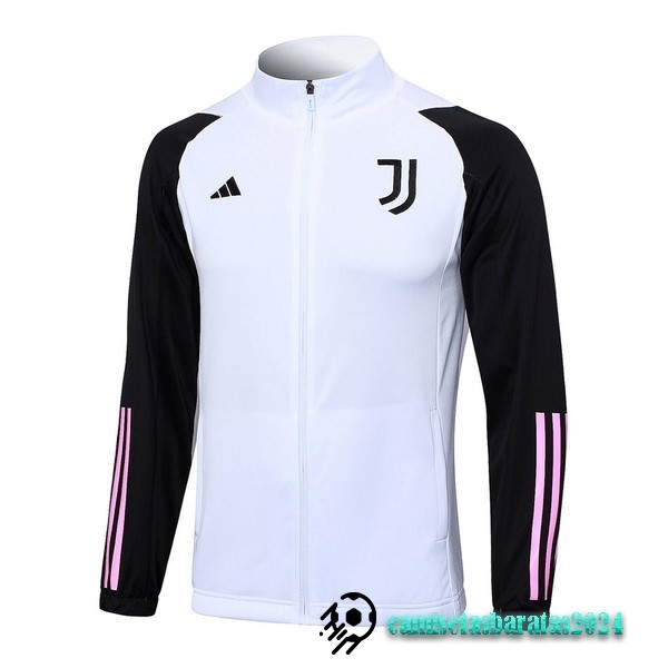 Replicas Ropa Deportiva Con Cremallera Larga Juventus 2023 2024 Blanco Negro