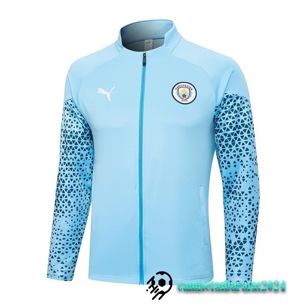 Replicas Ropa Deportiva Con Cremallera Larga Manchester City 2023 2024 Azul