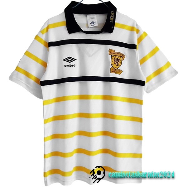 Replicas Segunda Camiseta Escocia Retro 1988 1991 Amarillo Blanco
