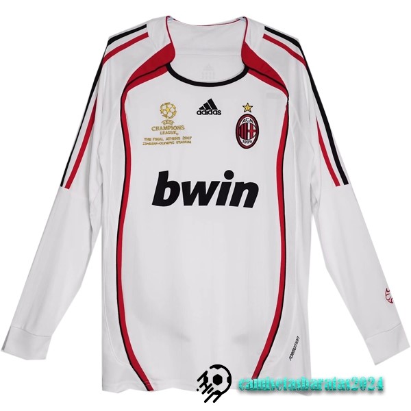 Replicas Segunda Camiseta Manga Larga AC Milan Retro 2006 2007 Blanco