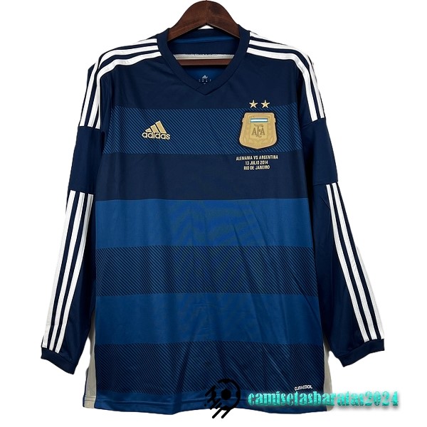 Replicas Segunda Manga Larga Argentina Retro 2014 Azul