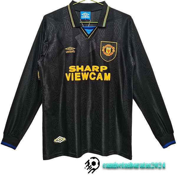 Replicas Segunda Manga Larga Manchester United Retro 1993 1994 Negro