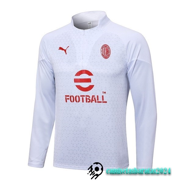 Replicas Sudadera Entrenamiento AC Milan 2023 2024 Blanco I Rojo