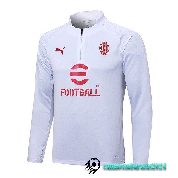 Replicas Sudadera Entrenamiento AC Milan 2023 2024 Blanco Rojo