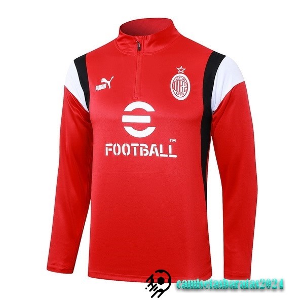 Replicas Sudadera Entrenamiento AC Milan 2023 2024 Rojo Negro Blanco