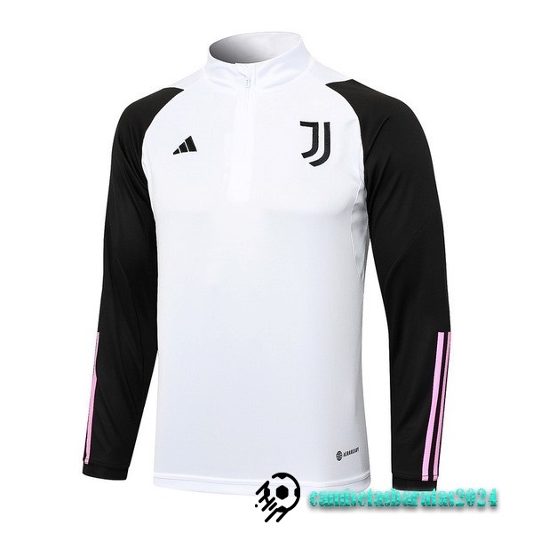 Replicas Sudadera Entrenamiento Juventus 2023 2024 Blanco Negro Rosa