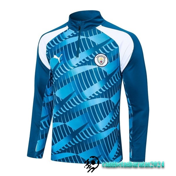 Replicas Sudadera Entrenamiento Manchester City 2023 2024 Azul Blanco