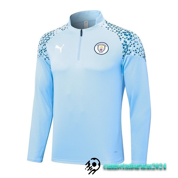 Replicas Sudadera Entrenamiento Manchester City 2023 2024 Azul Claro