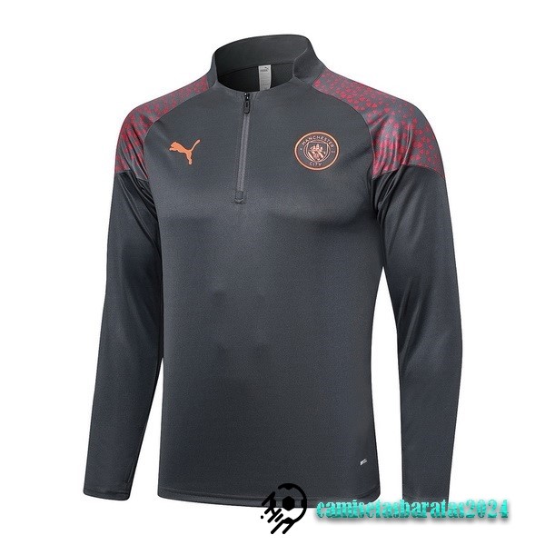 Replicas Sudadera Entrenamiento Manchester City 2023 2024 Gris Rojo