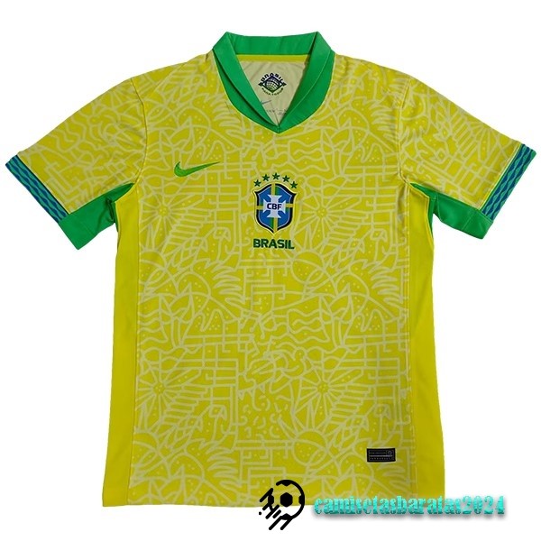 Replicas Tailandia Casa Camiseta Brasil 2024 Amarillo