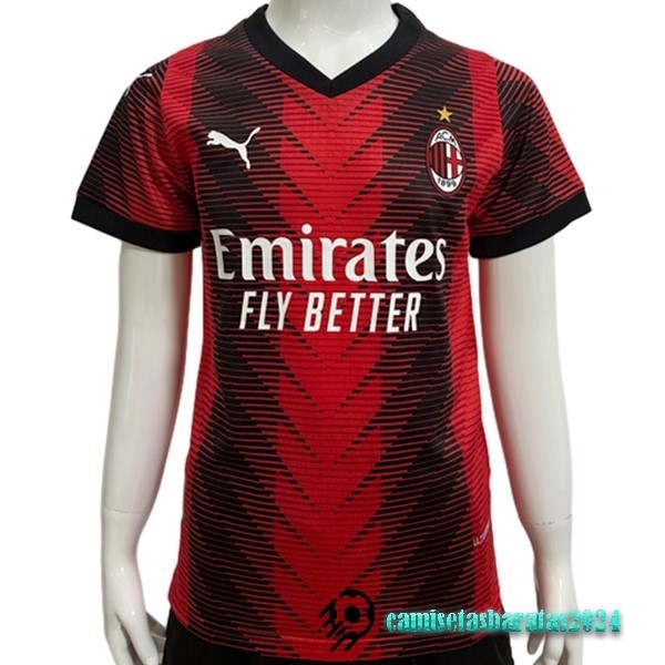 Replicas Tailandia Casa Jugadores Camiseta Niños AC Milan 2023 2024 Rojo