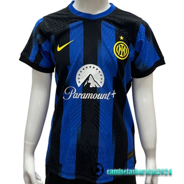 Replicas Tailandia Casa Jugadores Camiseta Niños Inter Milán 2023 2024 Azul Negro