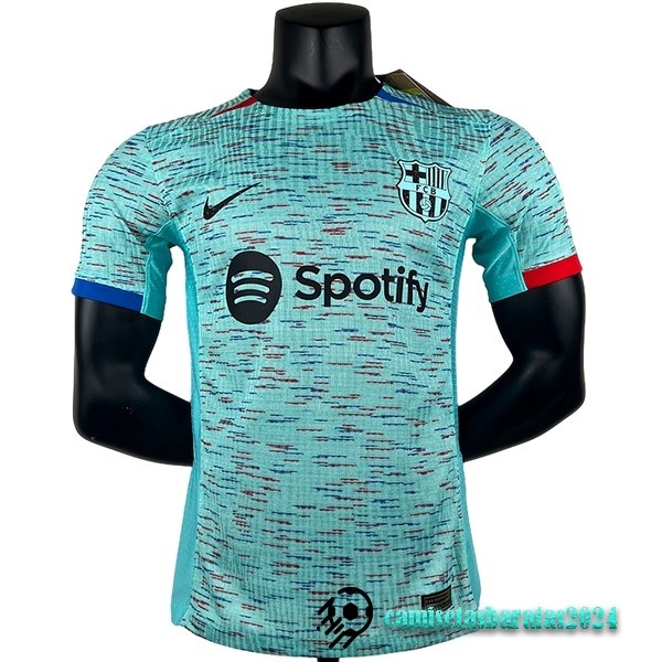 Replicas Tailandia Jugadores Tercera Camiseta Barcelona 2023 2024 Azul Verde