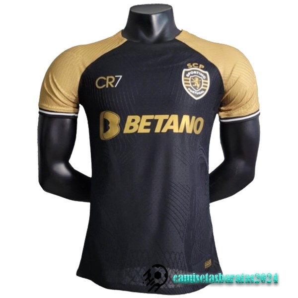 Replicas Tailandia Tercera Jugadores Camiseta Lisboa 2023 2024 Negro Amarillo