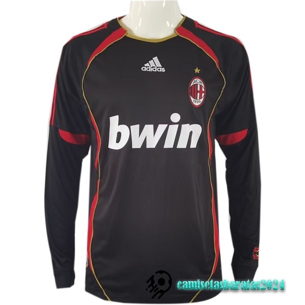 Replicas Tercera Camiseta Manga Larga AC Milan Retro 2006 2007 Negro