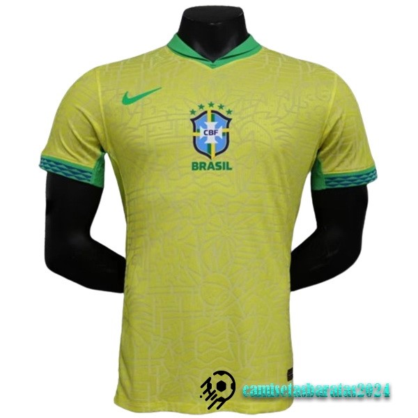 Replicas Casa Jugadores Camiseta Brasil 2024 Amarillo Verde