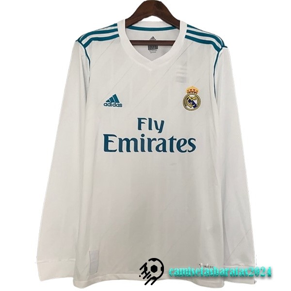 Replicas Casa Manga Larga Real Madrid Retro 2017 2018 Blanco