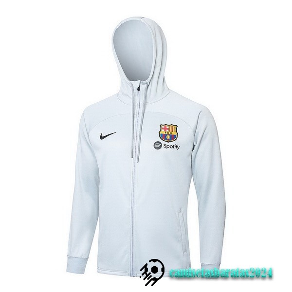 Replicas Chaqueta Con Capucha Barcelona 2023 2024 Gris Claro