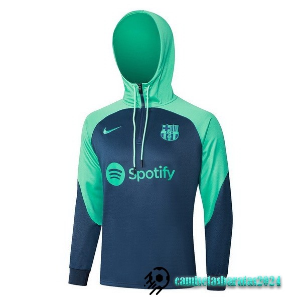 Replicas Chaqueta Con Capucha Barcelona 2023 2024 Verde Azul