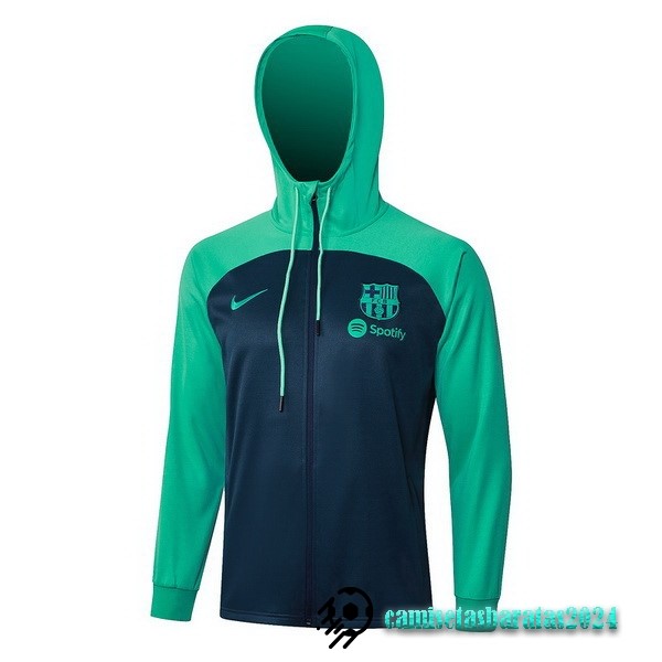 Replicas Chaqueta Con Capucha Barcelona 2023 2024 Verde I Azul