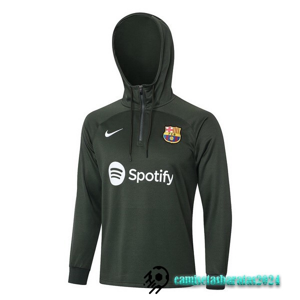 Replicas Chaqueta Con Capucha Barcelona 2023 2024 Verde Marino