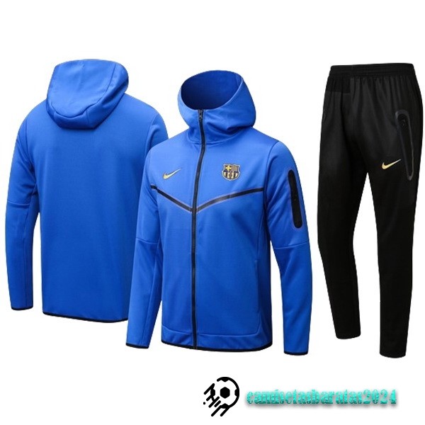 Replicas Conjunto Completo Chaqueta Con Capucha Barcelona 2023 2024 Azul Negro