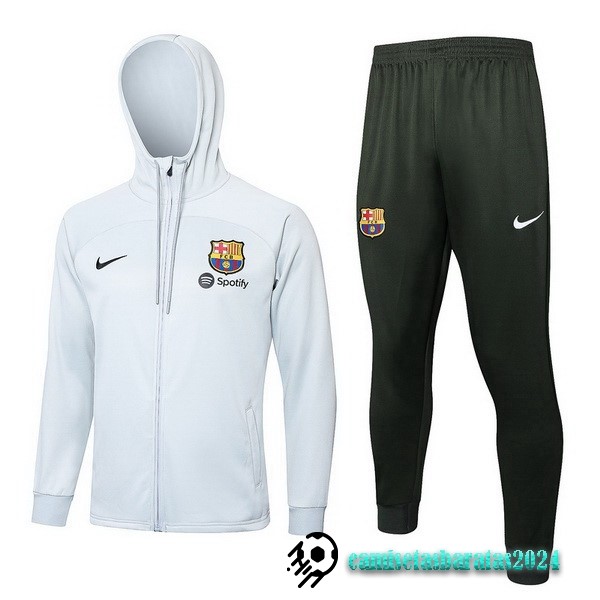 Replicas Conjunto Completo Chaqueta Con Capucha Barcelona 2023 2024 Gris Claro