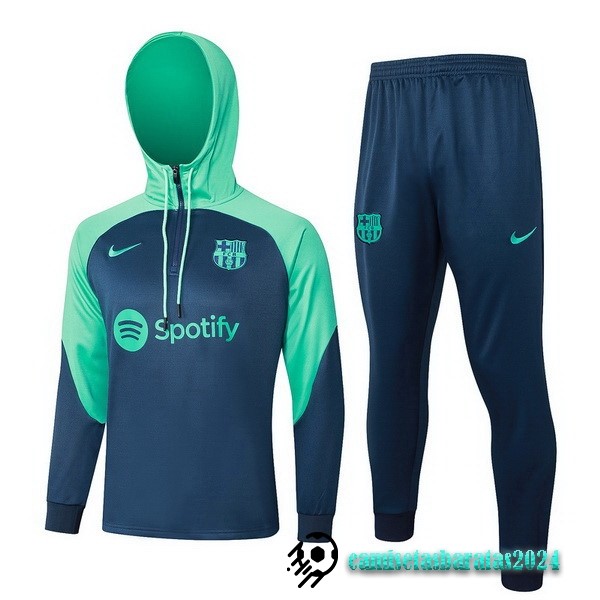 Replicas Conjunto Completo Chaqueta Con Capucha Barcelona 2023 2024 Verde Azul