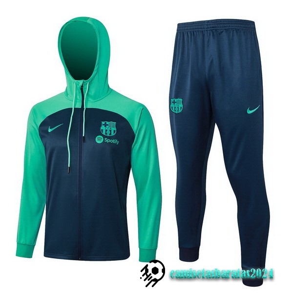 Replicas Conjunto Completo Chaqueta Con Capucha Barcelona 2023 2024 Verde I Azul