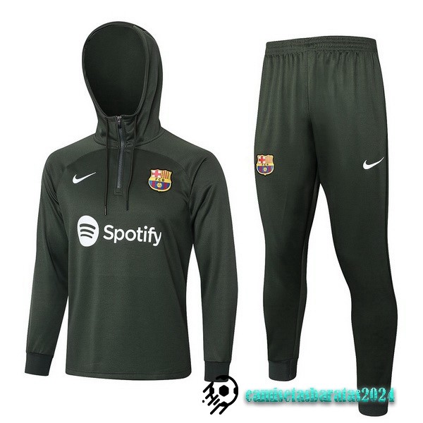 Replicas Conjunto Completo Chaqueta Con Capucha Barcelona 2023 2024 Verde Marino