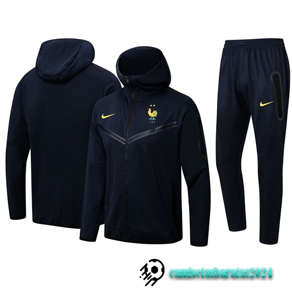 Replicas Conjunto Completo Chaqueta Con Capucha Francia 2024 Negro