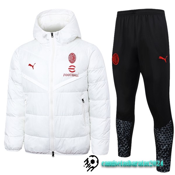 Replicas Conjunto Completo Chaqueta De Algodón AC Milan 2023 2024 Blanco Negro